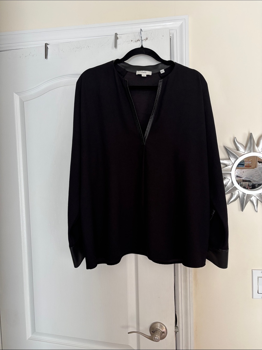 Vince Black Long Sleeve V-Neck Blouse
